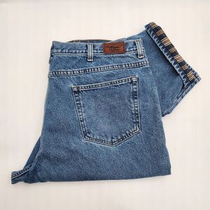 LL Bean Jeans Mens‎ 41x29.5 Blue Denim Flannel Lined Camp Outdoor Natural 130657